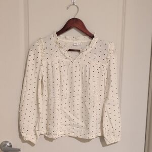 GAP Cream Blouse with Black Polka Dots